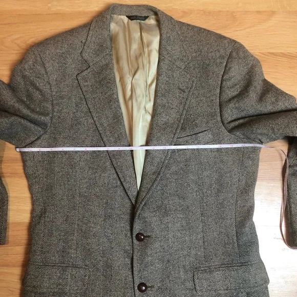 CHAPS Ralph Lauren suit coat blazer woven in Scotland Camel Hair jacket Sz Large - Picture 11 of 16